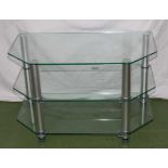 A glass television stand