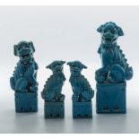 Four Chinese turquoise glazed temple dogs