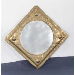 A brass Art Deco style mirror