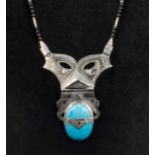 An Ethnic Tuareg tribal necklace turquoise/silver