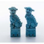 Two Chinese turquoise glazed temple dogs
