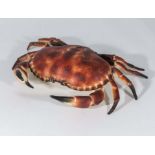 A large painted cast iron crab with hinged lid