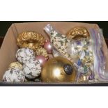 A box containing luxury Christmas baubles and other items