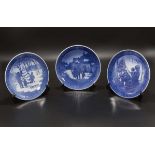 Three Copenhagen blue/white Christmas Plates 1979, 80, 81