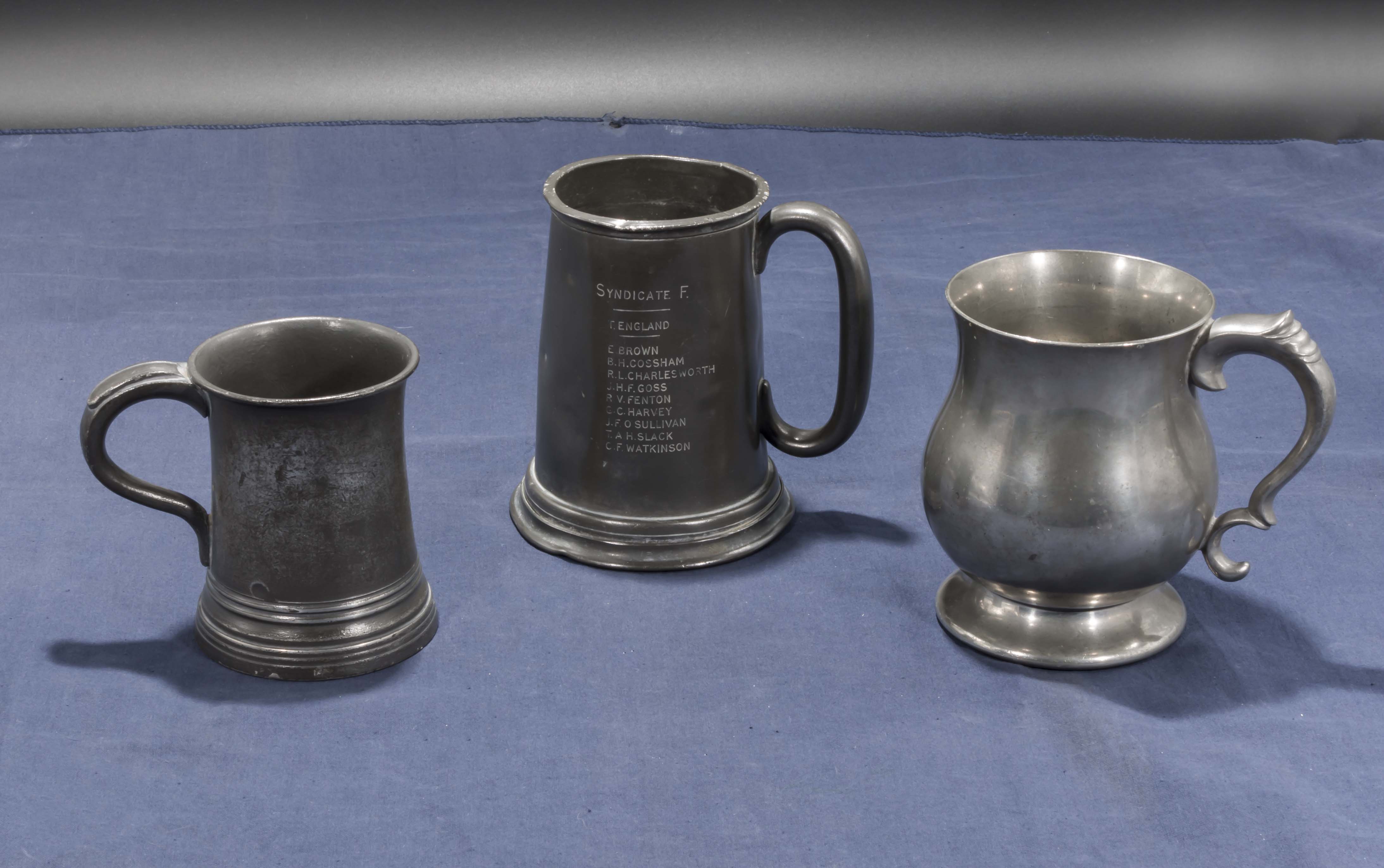 Three old Pewter mugs