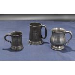 Three old Pewter mugs