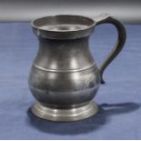 Old Pewter quart measure tankard, Government stamped