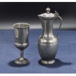 Old Pewter wine flagon and goblet