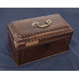 A mahogany cross banded inlay tea caddy