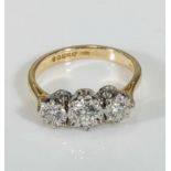 18ct yellow gold three stone diamond ring