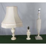 Three alabaster based table lamps