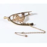 18ct gold cockerel, wishbone brooch