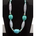 A Turquoise, ancient agate and old Moroccan silver necklace