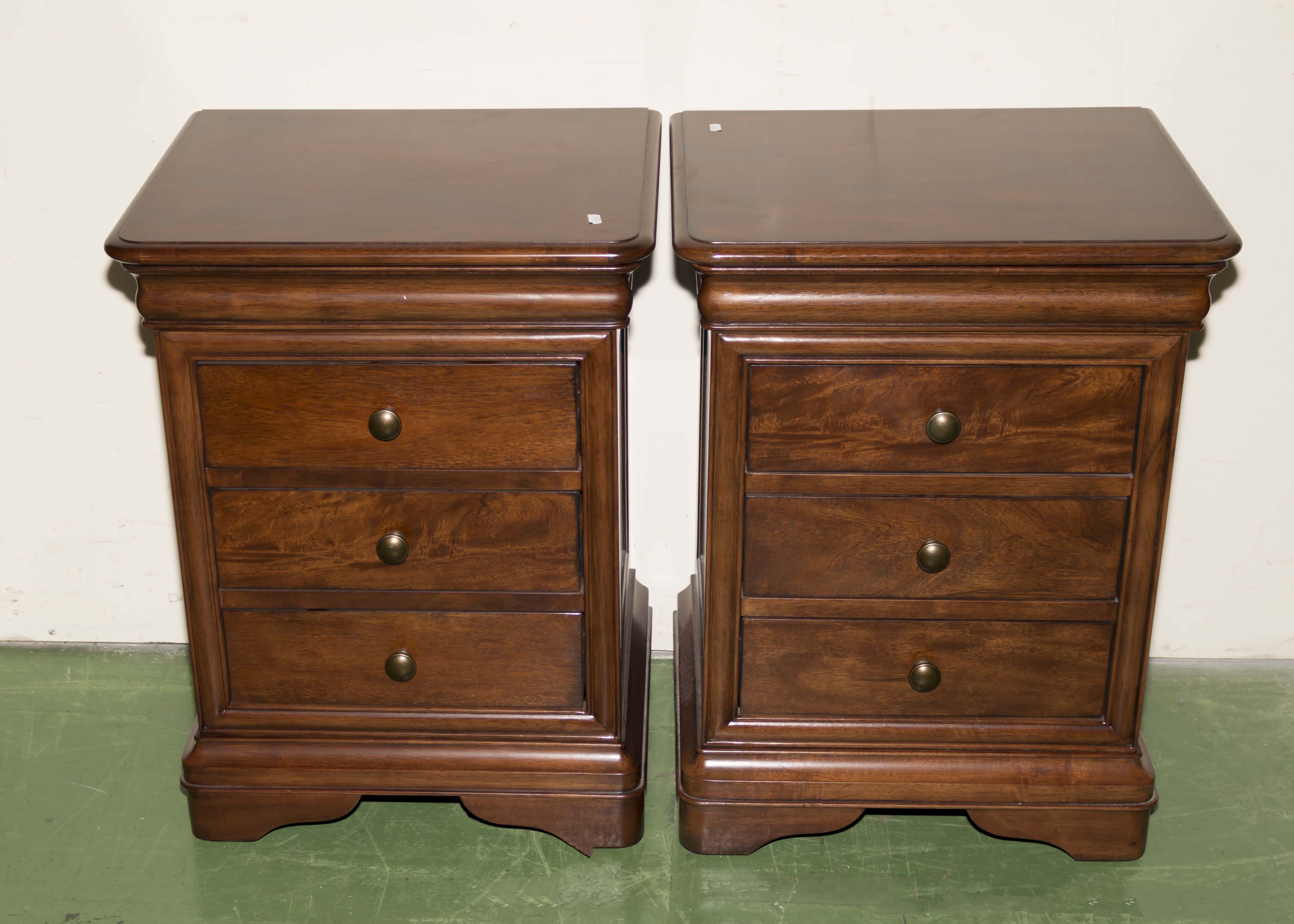 A pair of good quality mahogany bed side drawers