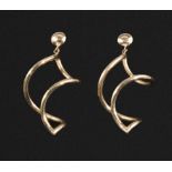 A pair of 9ct gold twist earrings