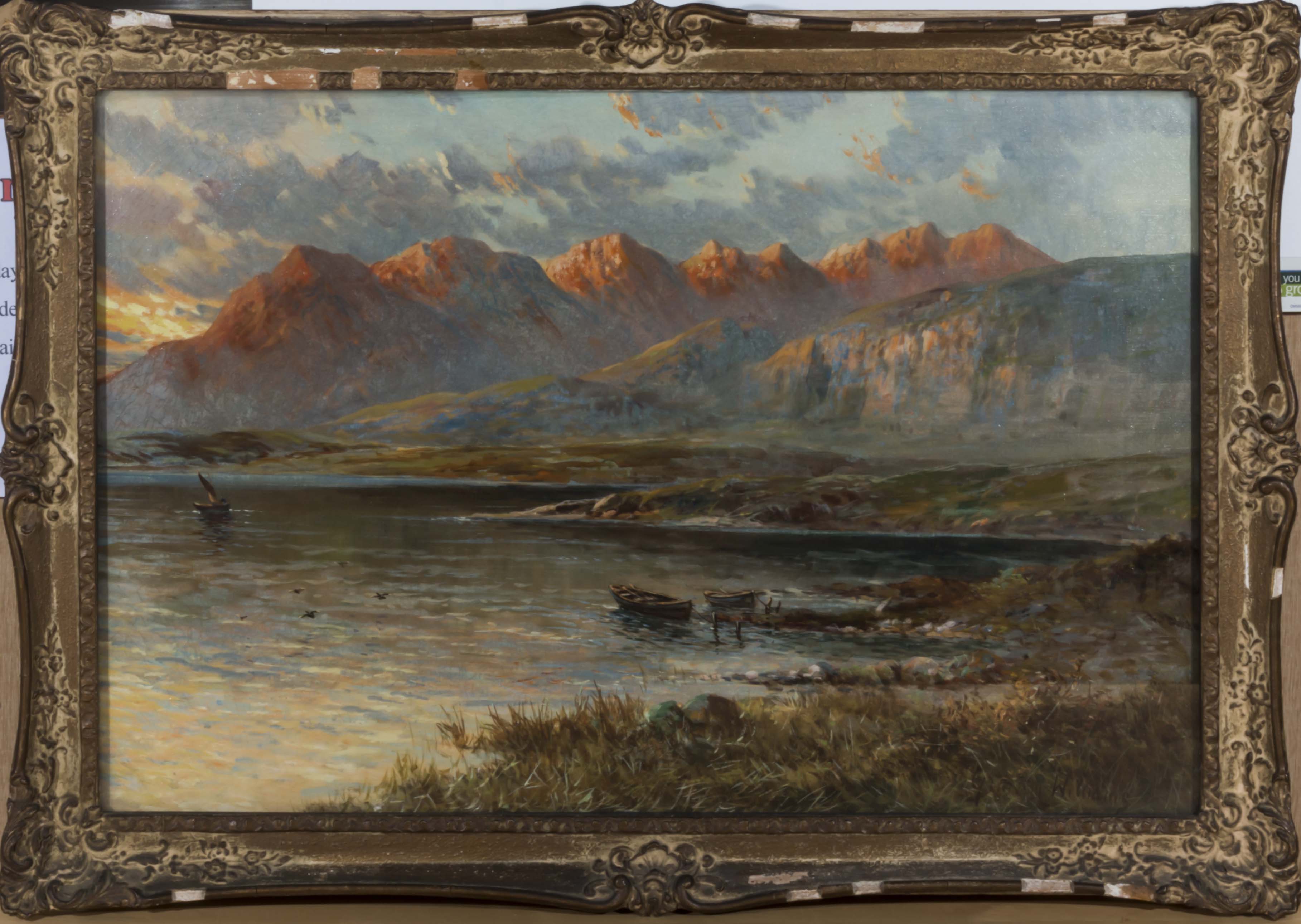 A gilt framed oil on canvas depicting Loch Eishort, Skye signed Graham Williams 24cm x 76cm