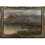 A gilt framed oil on canvas depicting Loch Eishort, Skye signed Graham Williams 24cm x 76cm