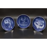 Three Copenhagen blue/white Christmas Plates 1982, 83, 84