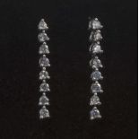 A 9ct white gold diamond drop earrings, 50 points