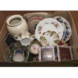 A box of assorted pottery and china