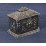 A pewter tea caddy