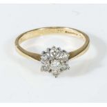 18ct yellow and white gold 7 stone diamond cluster ring, 50 point