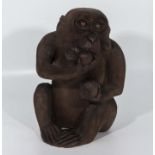 A Japanese carved boxwood monkey