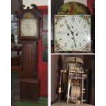 A longcase Grandfather clock with white dial and shepherdess with sheep, Ninian Davidson, Dunse,