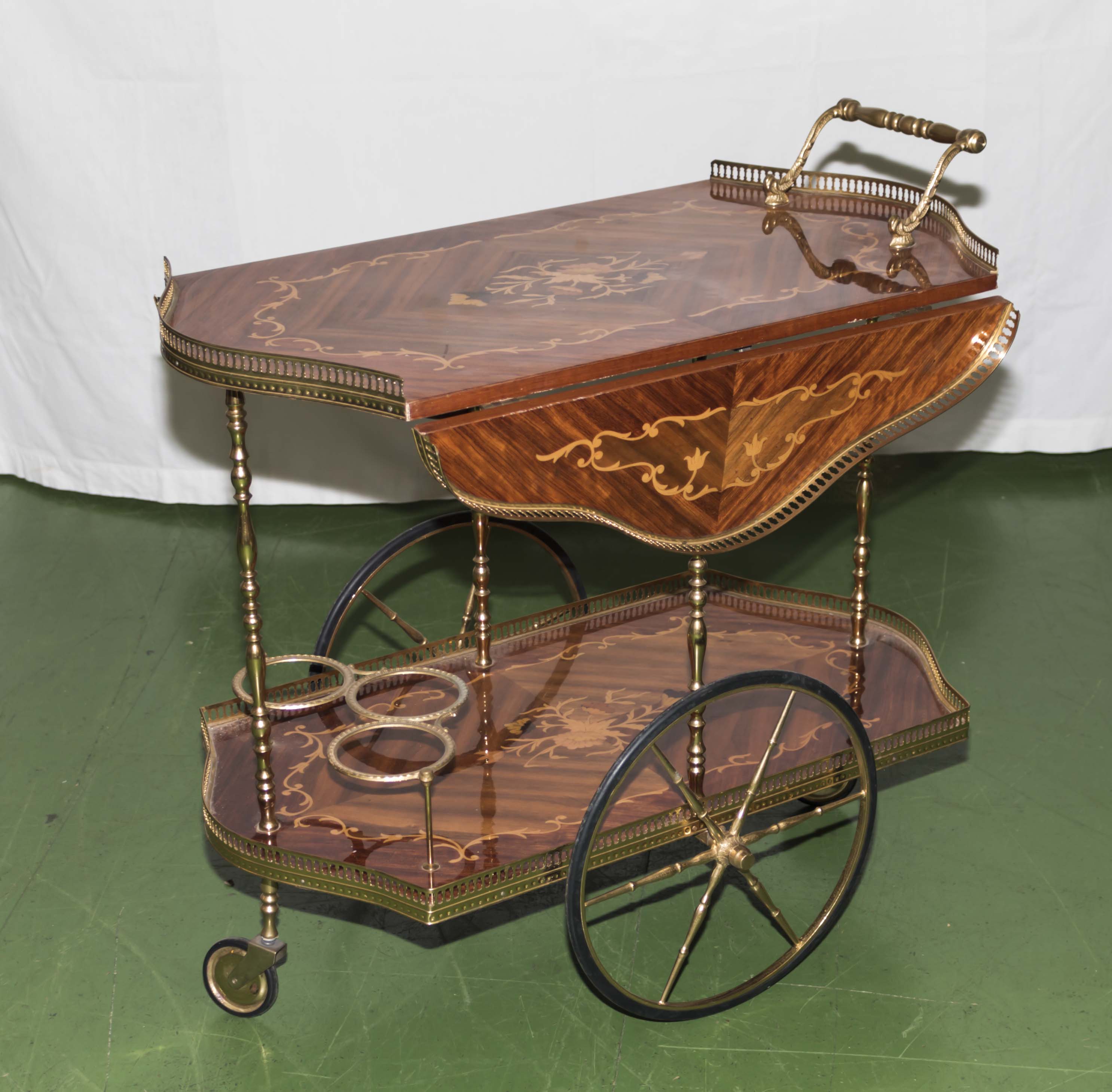 An Italian marquetry drinks trolley