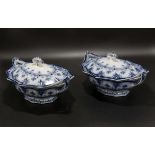 A pair of blue/white porcelain tureens