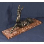 A French Art Deco bronze deer on marble base, circa 1920