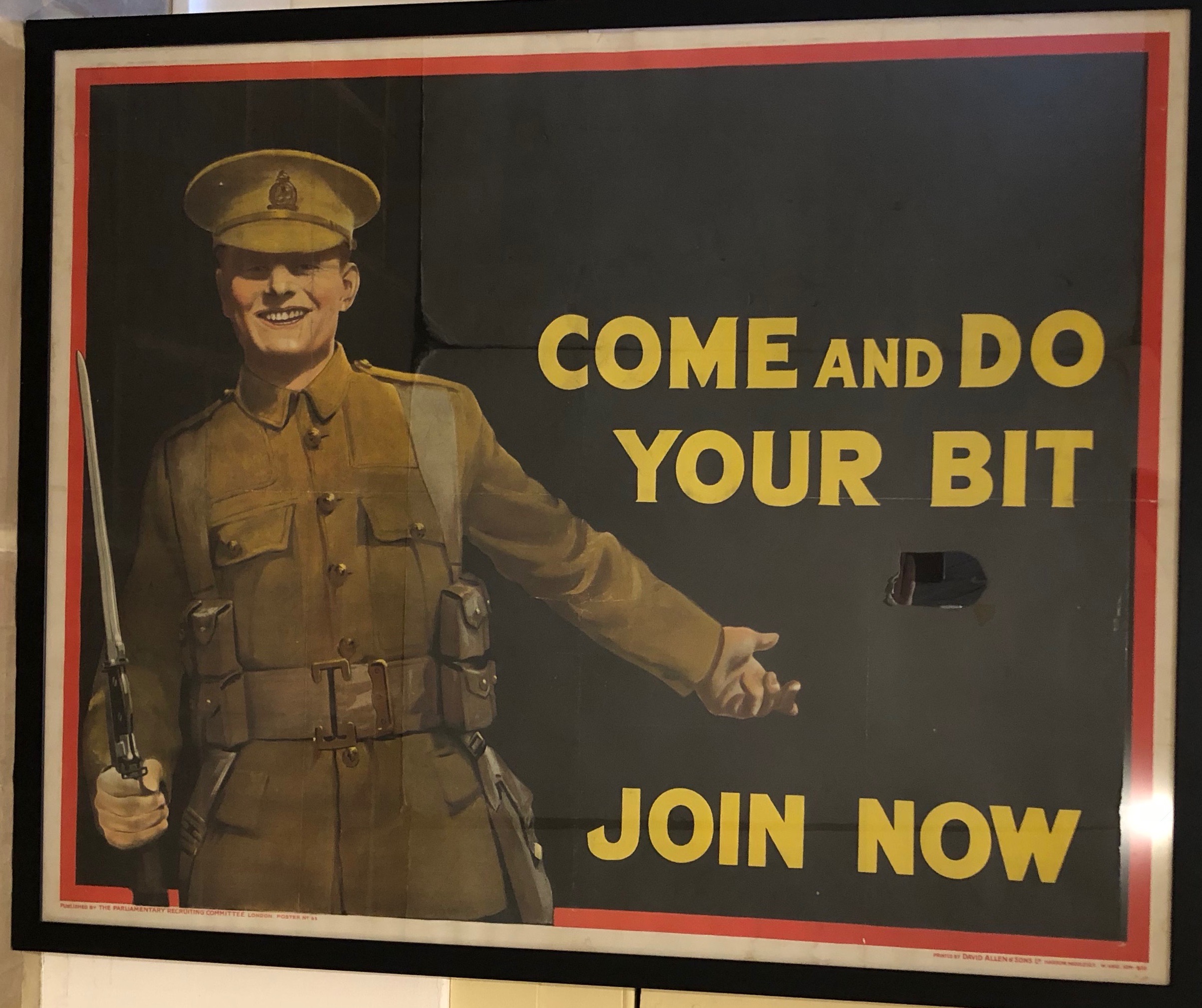 WW1 “Come and Do Your Bit Join Now” Very Large Parliamentary Recruiting Poster No. 93 This very