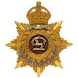 King’s Liverpool Regiment Officer’s helmet plate circa 1911-14.A gilt example. Crowned star