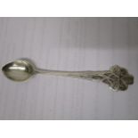 Omar Ramsden - a silver hammered Arts & Crafts spoon with styalized shamrock finial, London