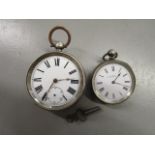 A Victorian silver cased, key wound pocket watch, the white enamel Roman dial marked J Pyke 19