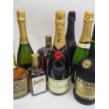 Eight mixed bottles to include Moet et Chandon and Cointreau