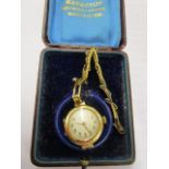 A ladies 18ct gold cased wristwatch, the dial marked James Walker, London, A/F on a yellow metal