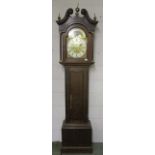 A George III eight day, longcase clock by James Berry, Pontefract, striking on a bell, with painted,