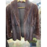 A vintage mink jacket, dyed red, approximate size Ladies UK 12-14