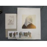 Michele Lehmann (Irish) - etching of a woman's head 9/25, signed and dedicated My First Etching to