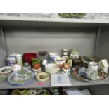 A mixed lot of ceramics to include a Mediterranean Majolica plate, a Poole biscuit barrel and