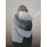 Michele Lehmann (Irish) - a couple embracing - a signed, limited edition print, 27/150, 20 1/2" x 14