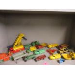 Nineteen Dinky construction and farming die cast vehicles to include a yellow National Benzote mixer