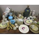 A mixed lot to include a German table lamp, Royal Worcester Chamberlain, a Japanese vase and other