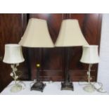 Two pairs of table lamps to include a pair of cream floral lamps