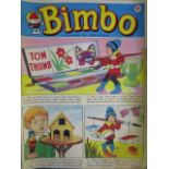 A quantity of vintage newspapers, comics, ephemera and books to include a Bimbo comic