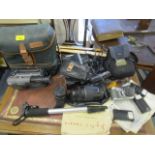 A Canon UC9 camcorder, a Panasonic Lumix digital camera and other items