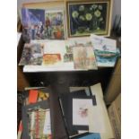 Artwork by Maurial Caley and others to include collage folios, watercolours, oils, street scenes and