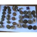 A mixed quantity of brass buttons to include early 20th century Royal Navy Officers buttons, stamped