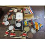 A selection of medals to include a Faithful Service medal inscribed Cecil A Waltter, Great War